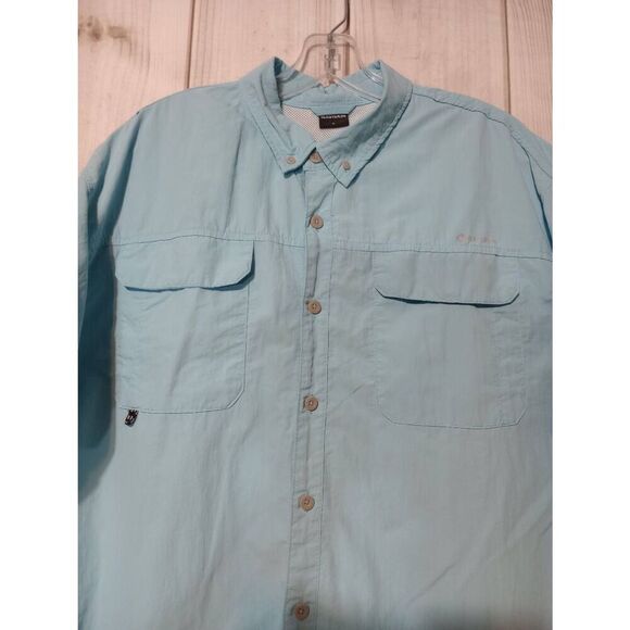 Naviskin Shirt Men's Large Blue Button Front Water Resistant Short Sleeve‎ - Picture 3 of 7